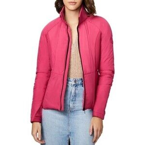 New! Bernardo Woven Slim Puffer Zip Up Barbie Pink Insulated Jacket